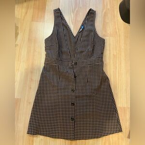 Plaid check V-Neck Button-Down vest Dress